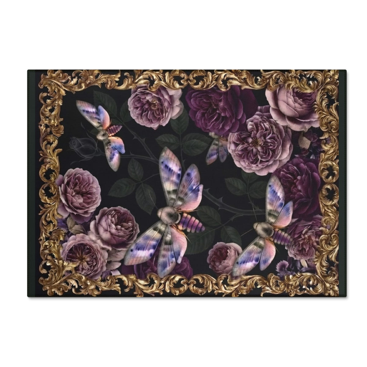 Purple Moths Chenille Rug — Washable Decorative Area Rug
