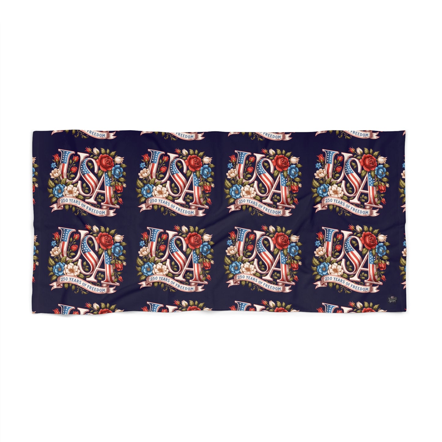 Floral USA 250th Year Birthday Beach Towel — Small & Large