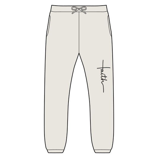 Faith Script Sweatpants — Cozy Fleece Joggers with 'faith' Side Print