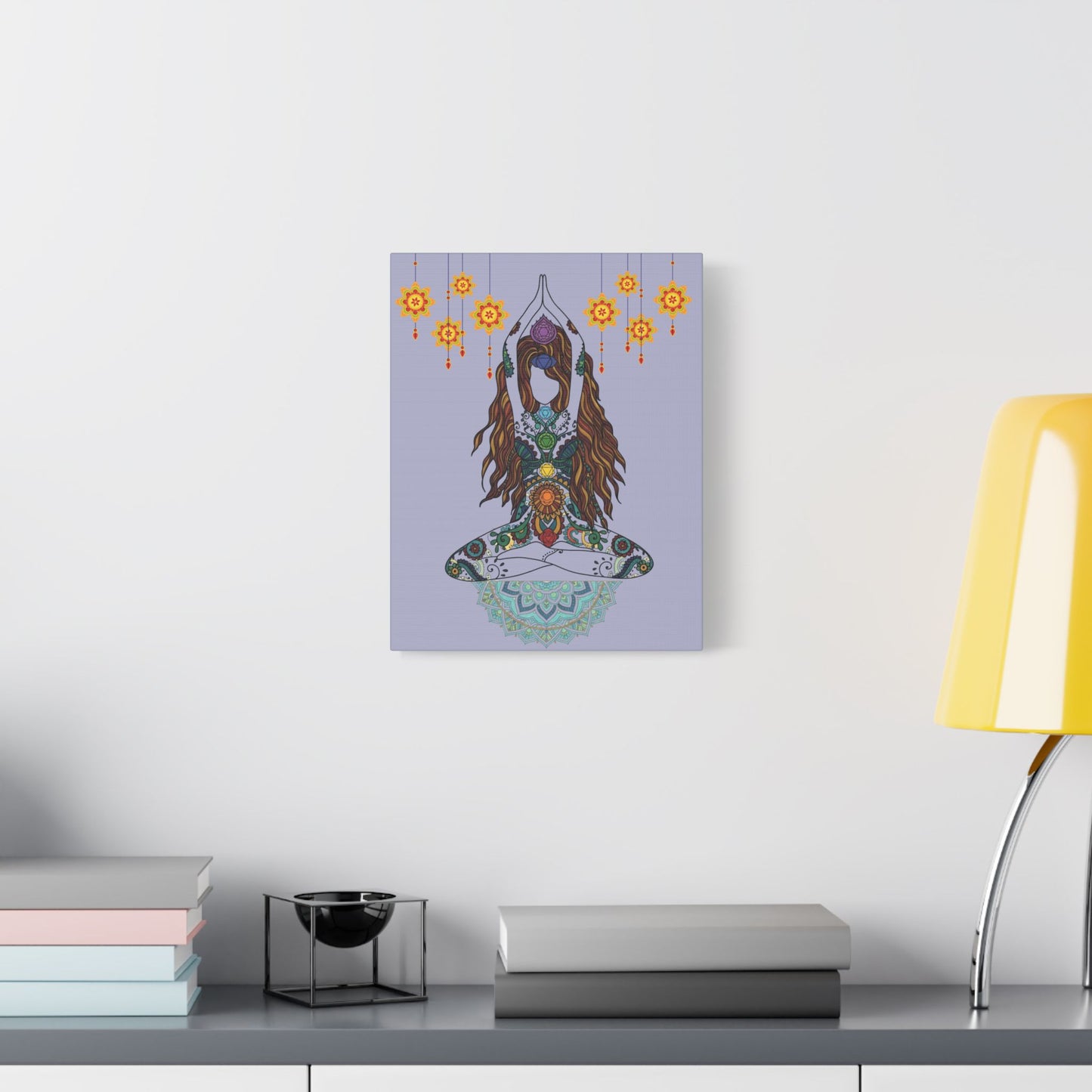 Yoga Goddess Meditation Lotus Mandala -- Satin Canvas Wall Art — 11x14 Meditation Print