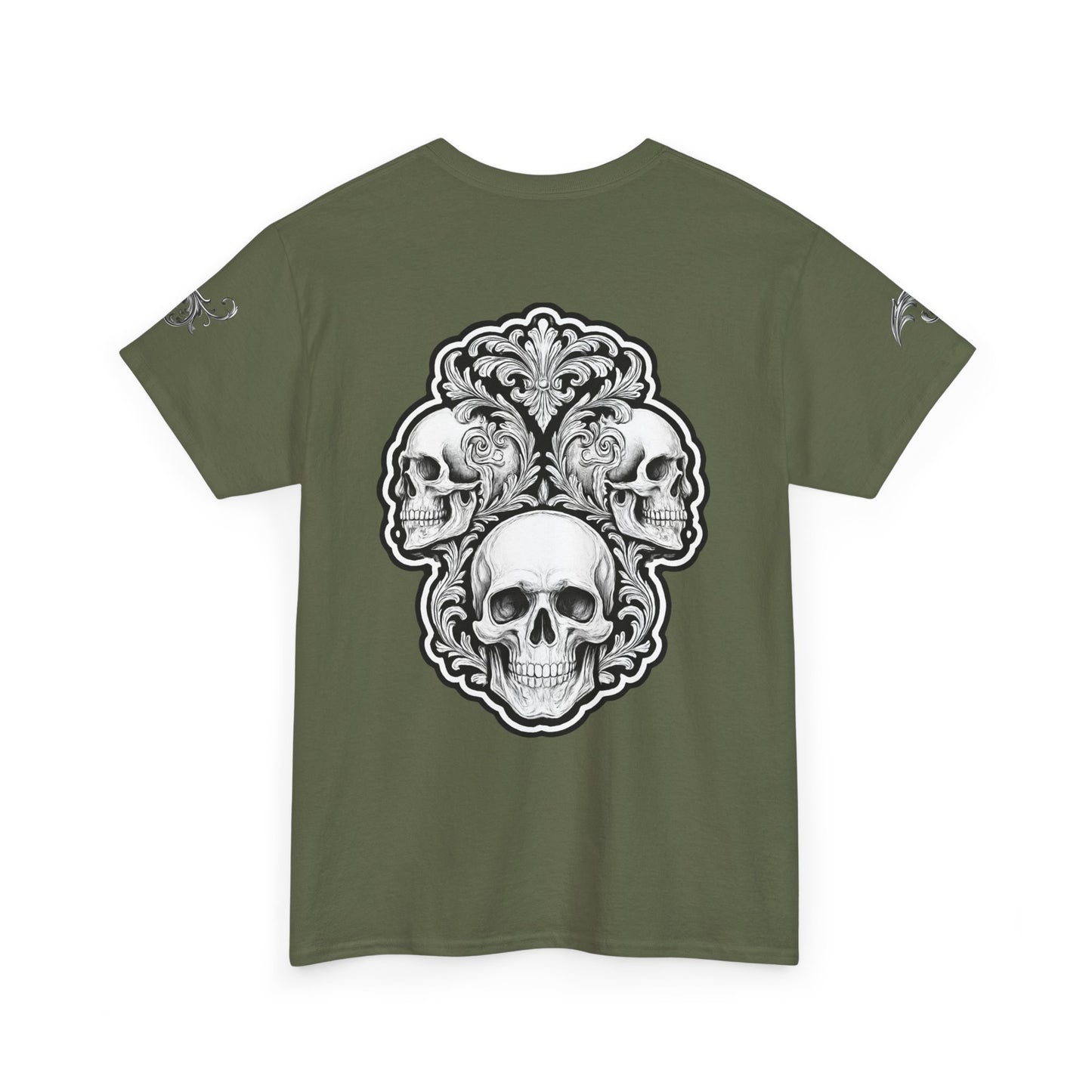 Skulls Filigree - Military Green T-Shirt