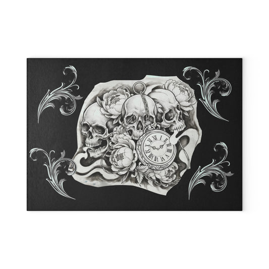 Skull Time - Glass Cutting Board