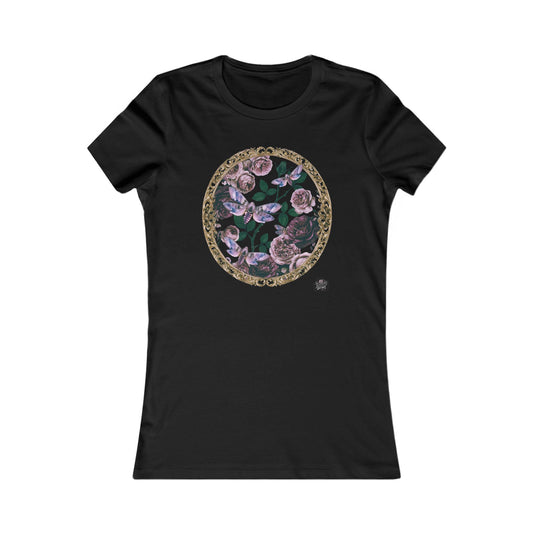 Purple Moths & Roses Women's Slim Fit Tee — Original Tattoo Artwork
