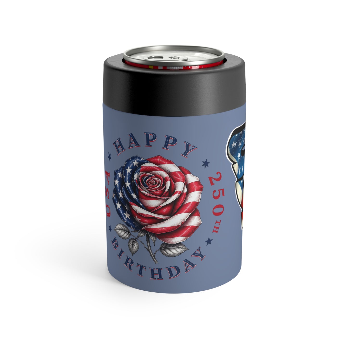 Red White & Blue Rose Can Holder — "Happy 250th Birthday America"