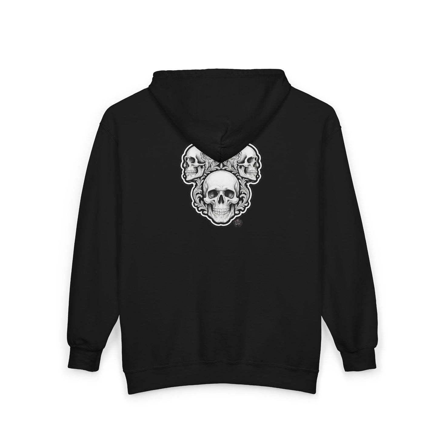 Skull Filigree - Zip-Up Hoodie — Black Graphic Zip Hoodie