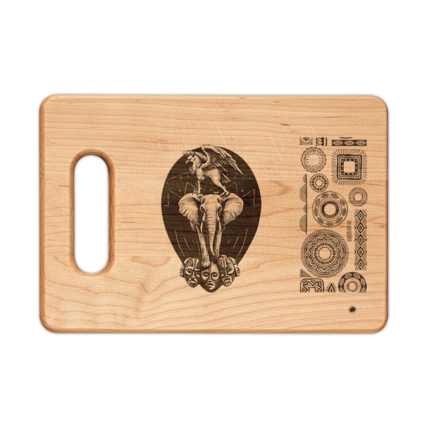 African-Inspired Totem Tattoo Engraved Wooden Cutting Board — Decorative Serving & Chopping Board