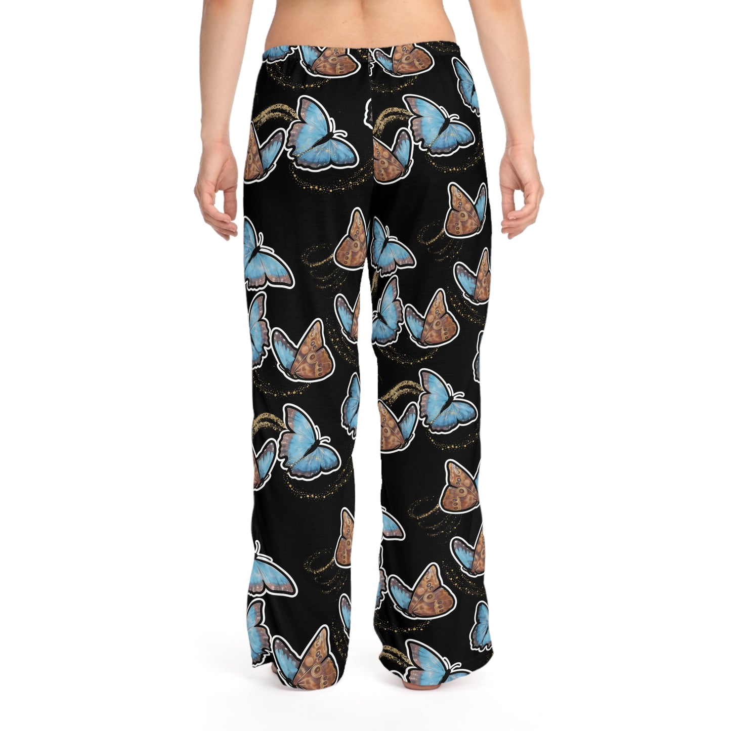 Blue Morphis Butterfly - Pajama Pants — Tattoo-Style All-Over Print