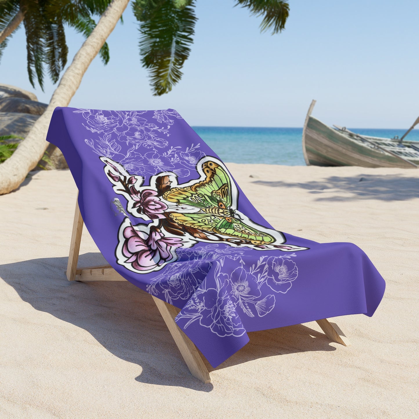 Butterfly & Peonies - Beach Towel