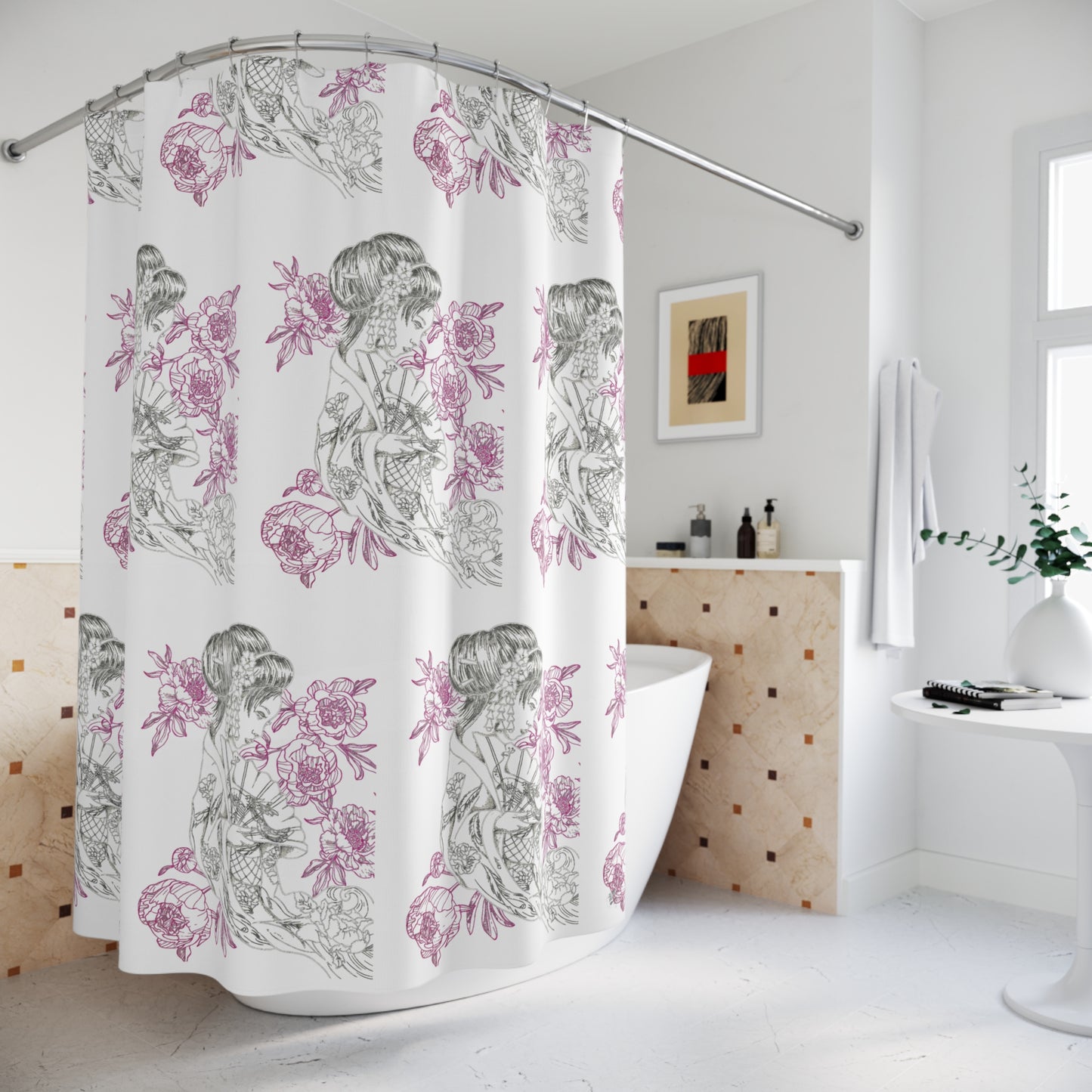 Flowing Geisha Tattoo Artwork - Shower Curtain