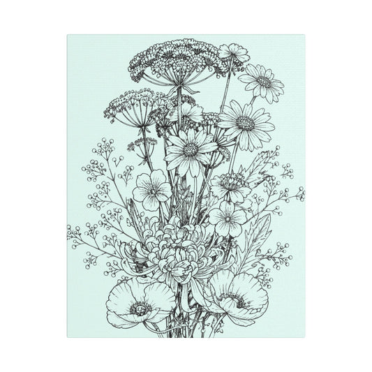 Wildflowers Floral Bouquet - Sketch Satin Canvas