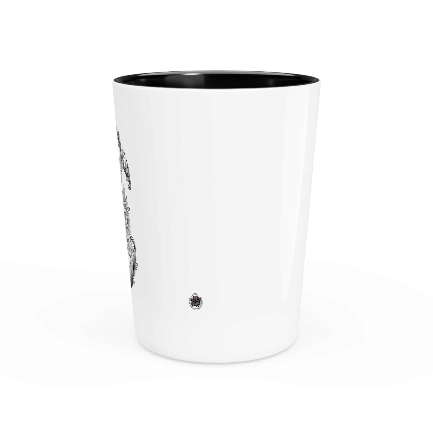 Snake, Hummingbird and Peonies Tattoo Artwork- Ceramic Shot Glass