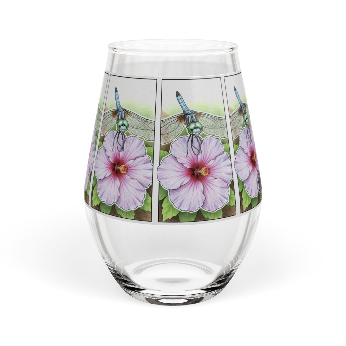 Dragonfly Hibiscus - Stemless Wine Glass, 11.75oz
