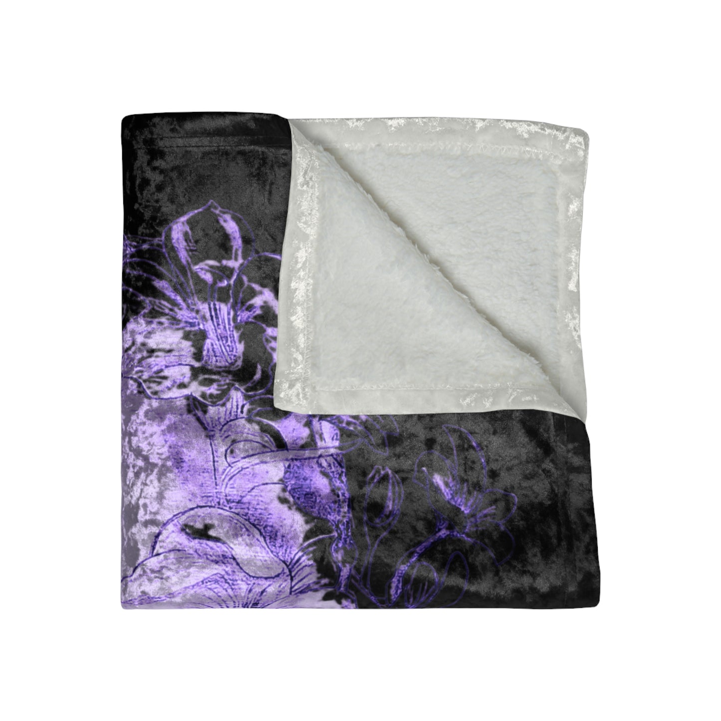 Floral Skull and Dragonfly Tattoo Art (Purple 50" x 60") - Crushed Velvet Blanket