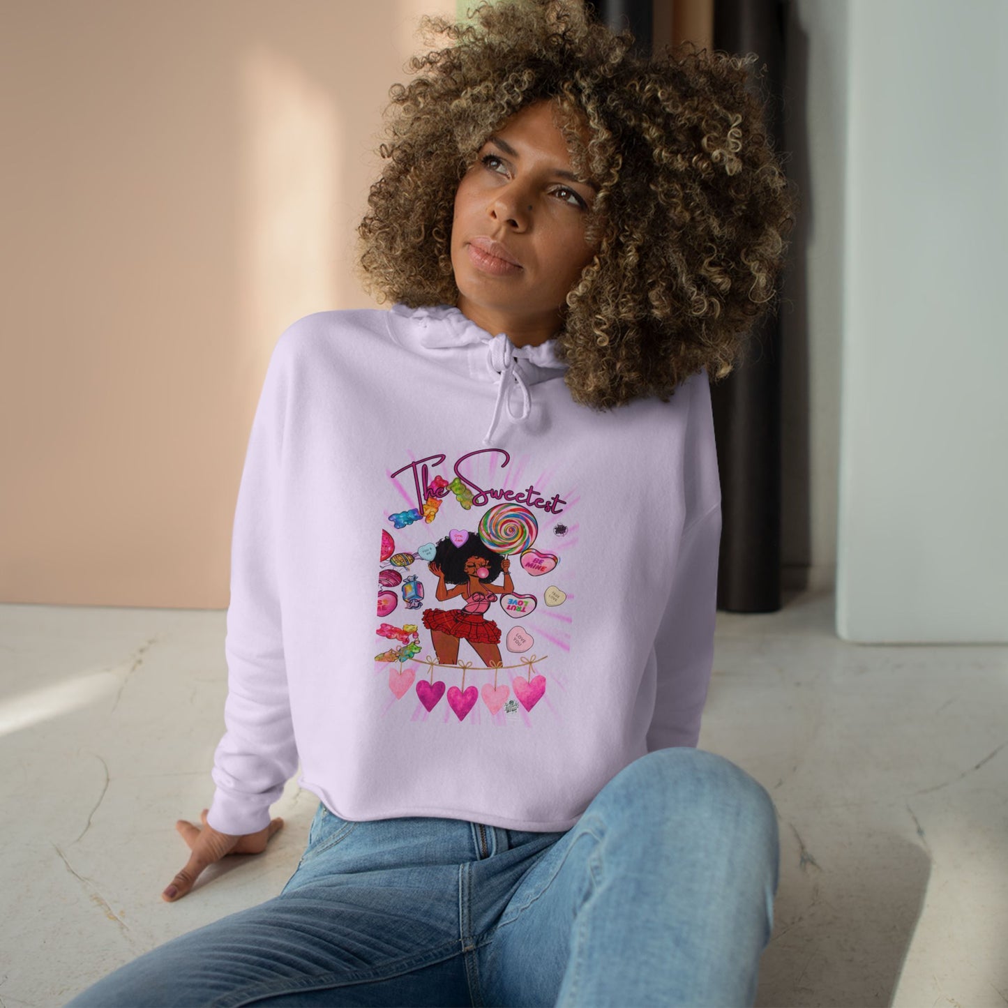 Candy Girl Tattoo Crop Hoodie — Cute Tattoo Script Crop Sweatshirt
