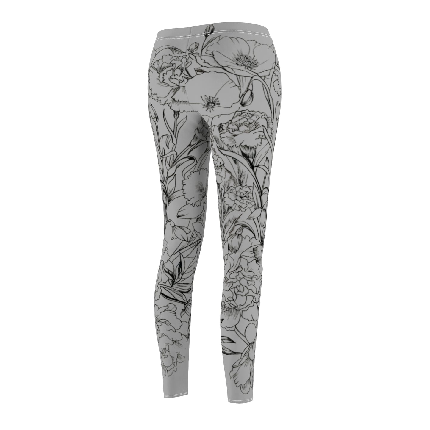 Floral Sketch Leggings — Women's All-Over Print Casual Yoga Leggings
