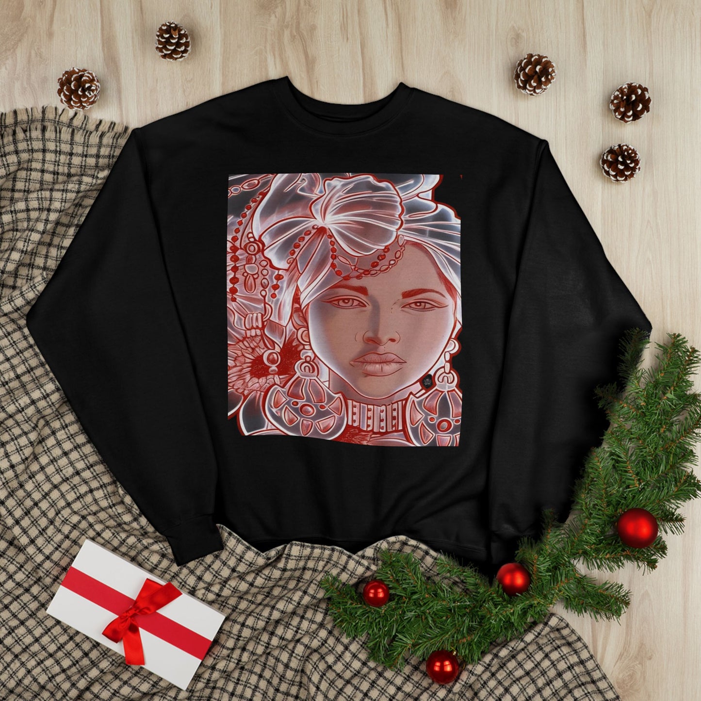 Floral African Goddess Sweatshirt — Gele Girl Portrait Crewneck