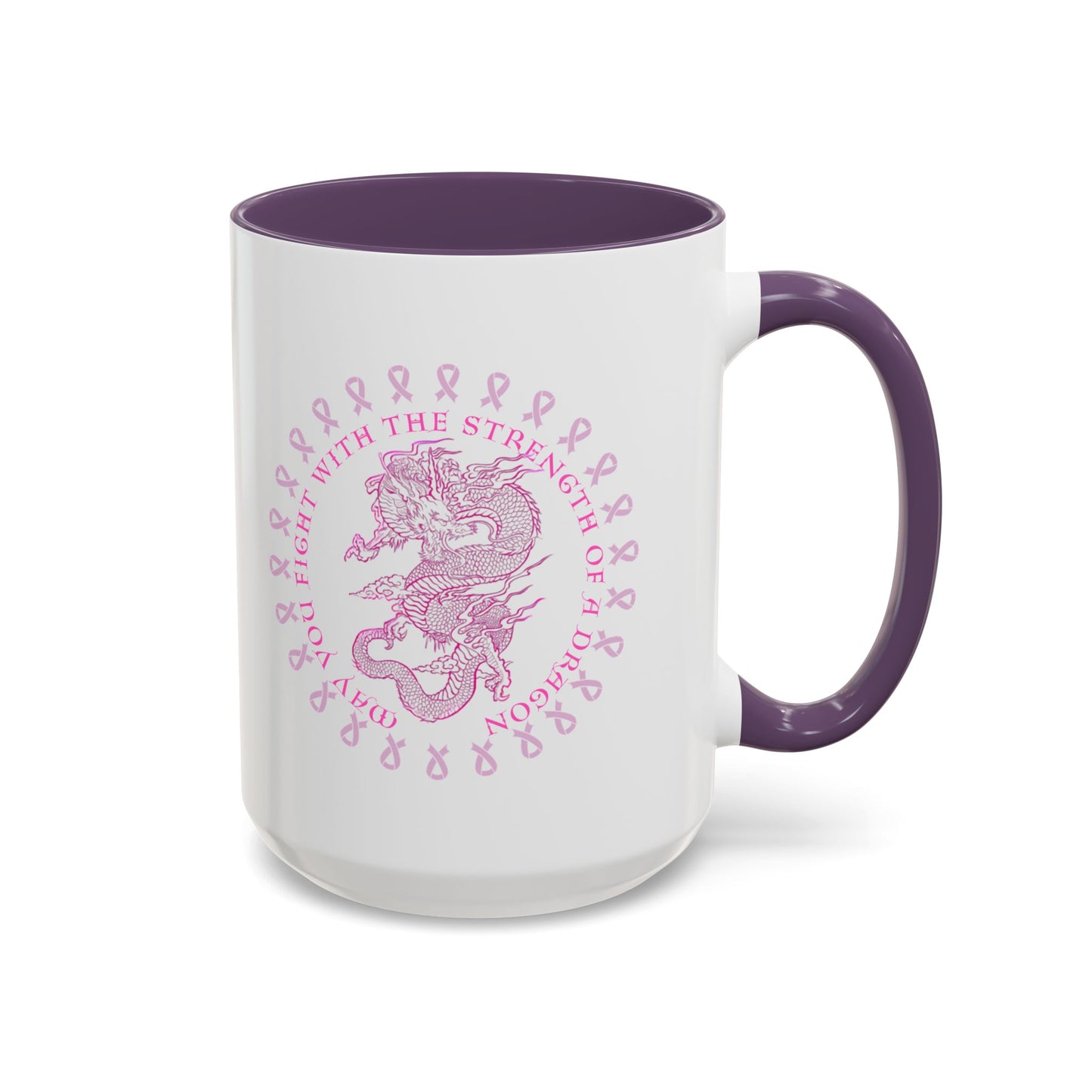 Dragon Strength - Mug, 11oz and 15oz, Pink design 3 COLORS Black, Light Blue, Purple