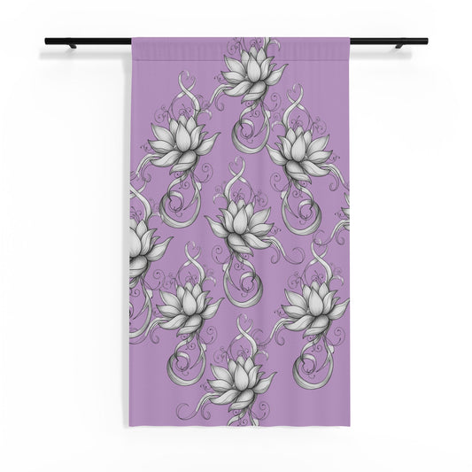 Lotus Vines on Purple Sheer Window Curtain - Lightweight Semi-Transparent Panel (50" x 84")