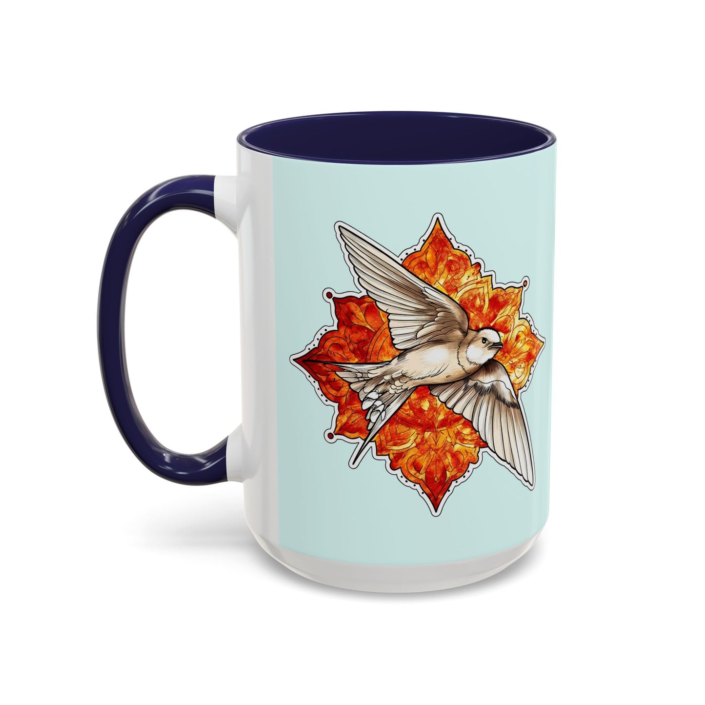 Swallow & Autumn Leaf Accent Coffee Mug — Ceramic Bird Lover Gift (11/15oz)