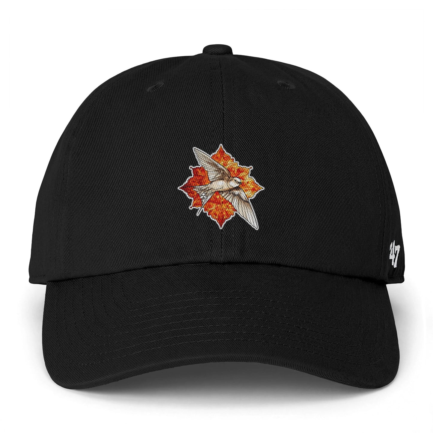 Swallow Bird Embroidered Baseball Cap — Casual Script Hat for Everyday Wear