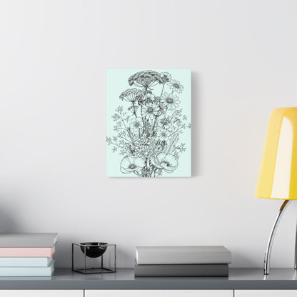 Wildflower Floral Bouquet Sketch Satin Canvas
