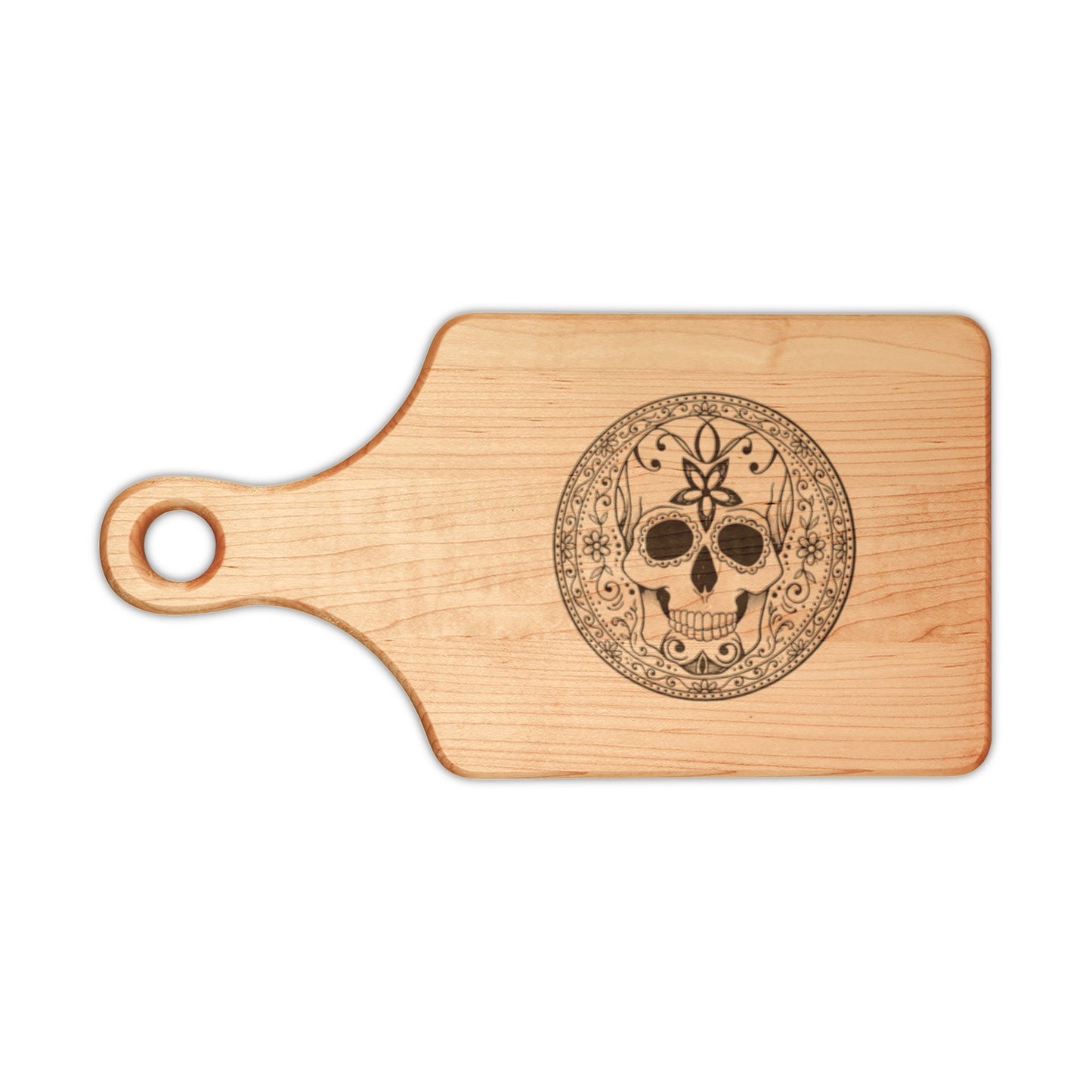 Sugar Skull Engraved Cutting Board — Gothic Decorative Serving & Chopping Board