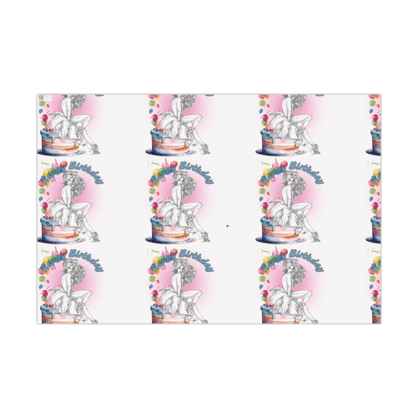Gift Wrapping Paper, BIRTHDAY Pretty Bunny Pin Up