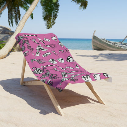 Tattoo Artwork - Pink & Black Beach Towel — (Small & Large)