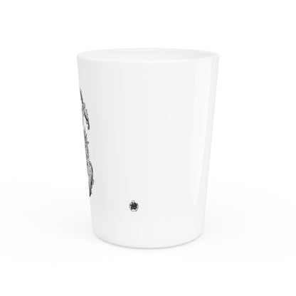 Snake, Hummingbird and Peonies Tattoo Artwork- Ceramic Shot Glass