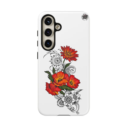 Floral Red Poppy - Tough Galaxy Phone Case Series S10-S25 Series