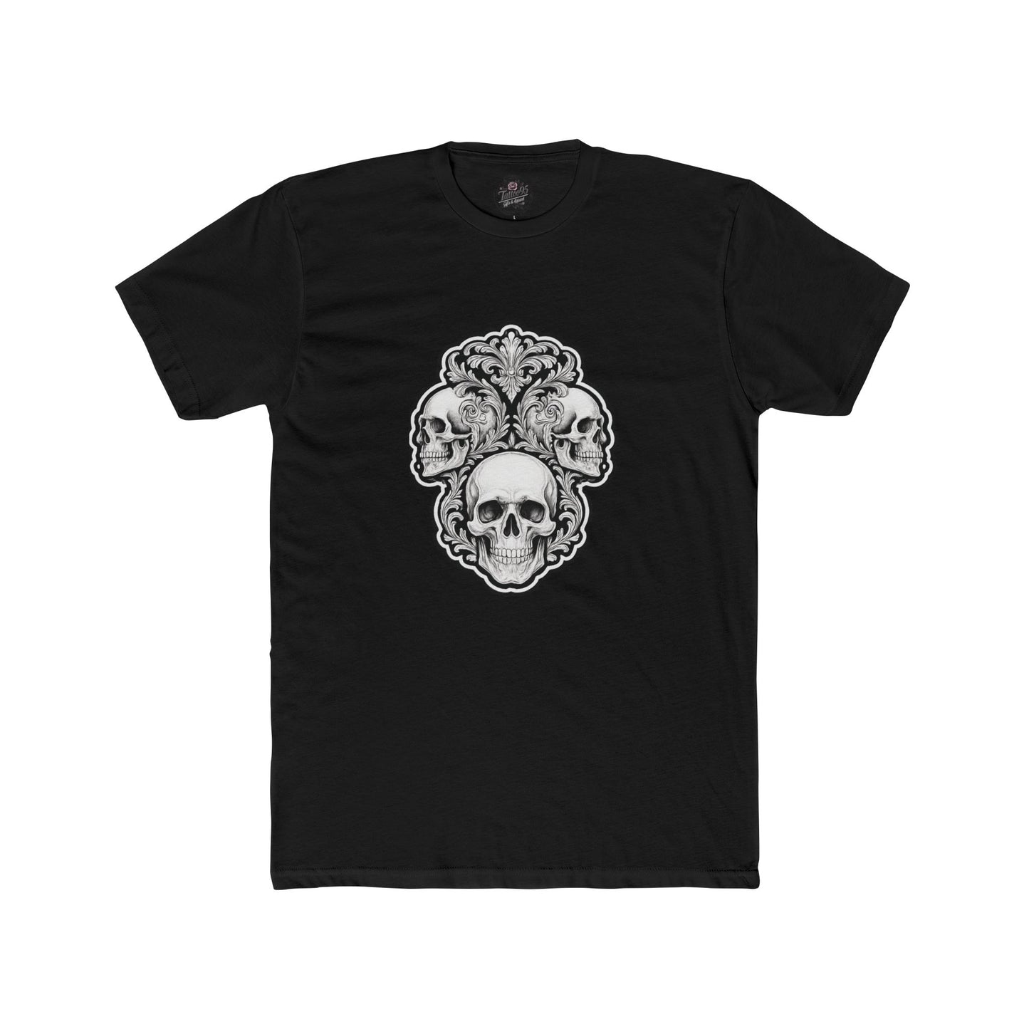 Skulls Filigree Crew Tee — Unisex Cotton Skull Filigree T-Shirt