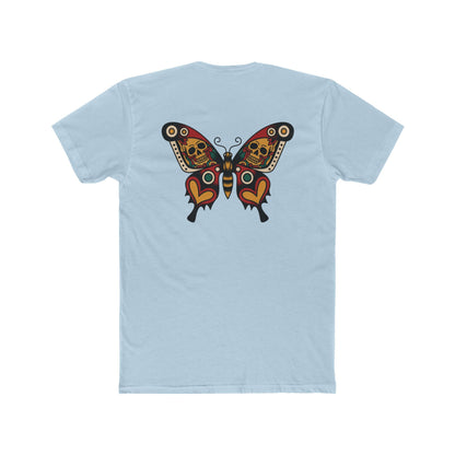 Butterfly Skulled Wings - Crew Tee — Red Yellow & Green Graphic 'Quiet Promise' Cotton Tee