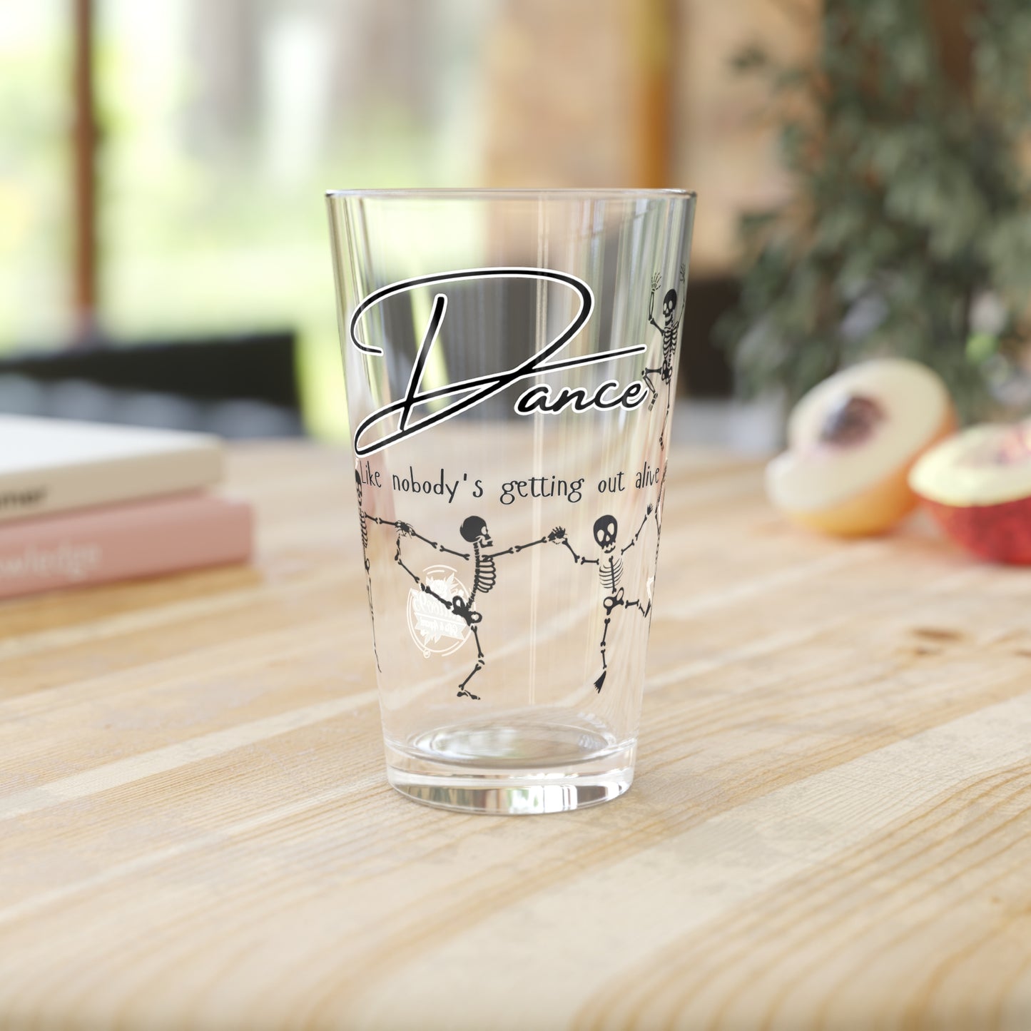 Dance Skeletons 16oz Pint Glass — "Dance like nobody’s getting out alive" Beer Glass