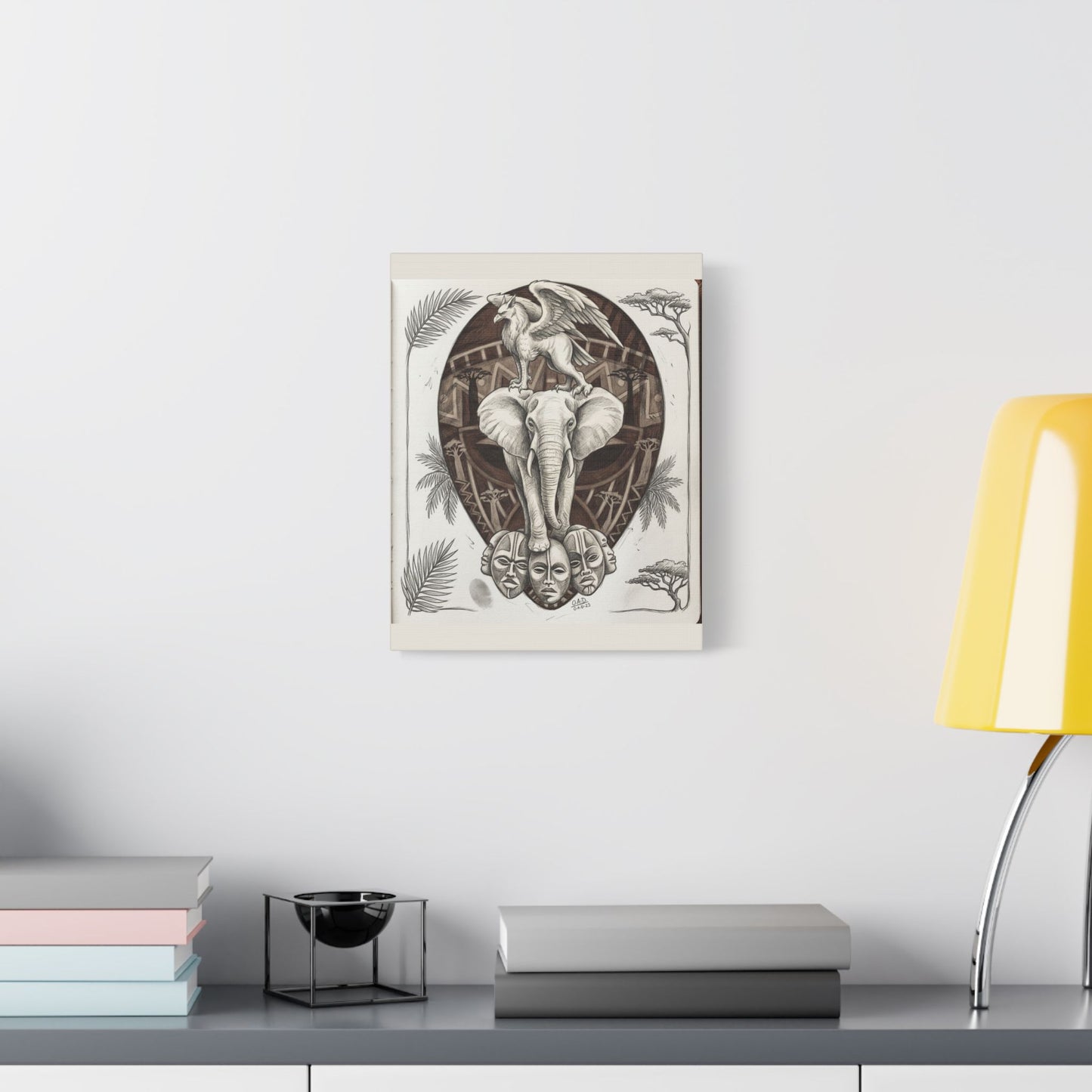 African-Inspired Totem Tattoo - Satin Canvas Print — 11" x 14" Wall Art