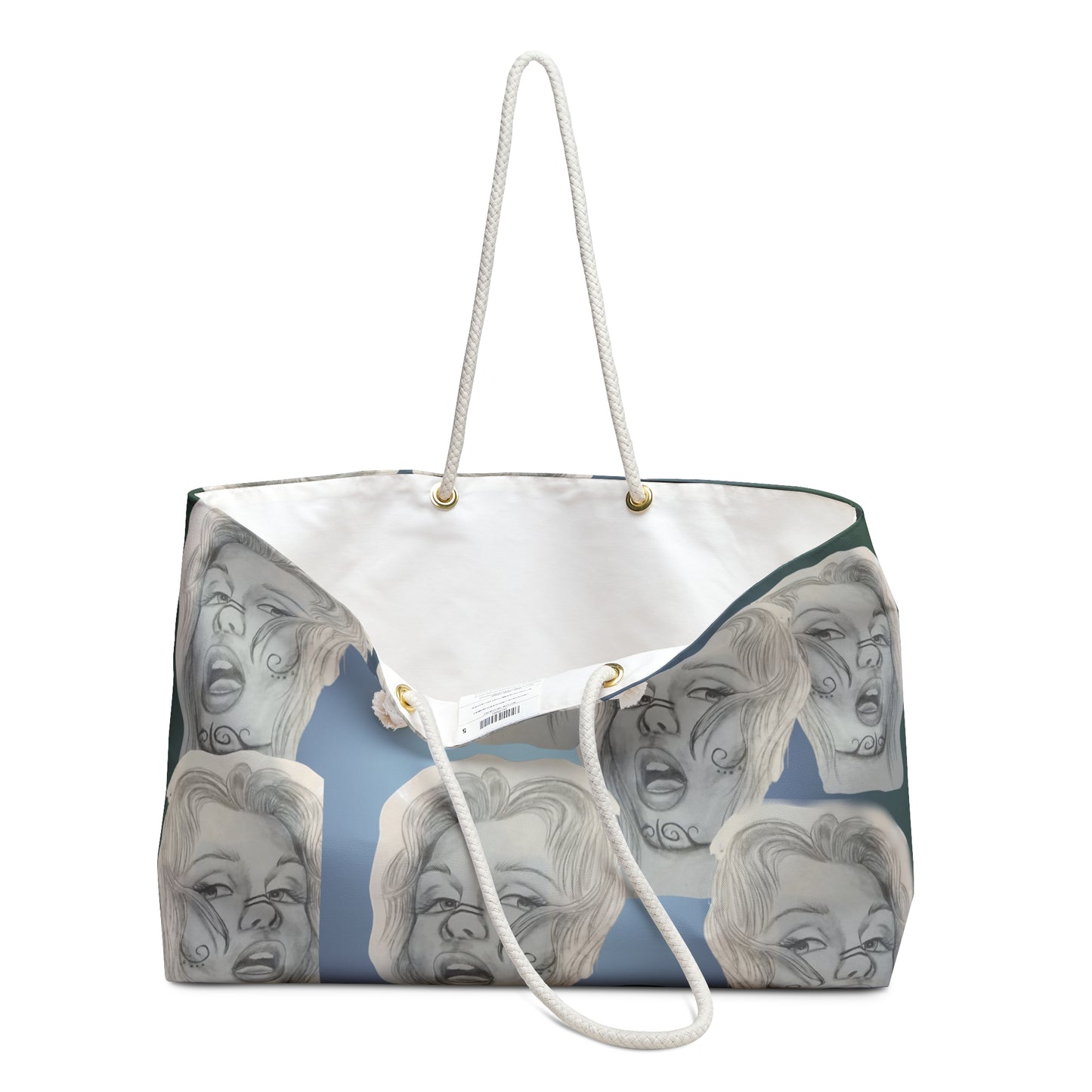 Painted Lady Face Tattoo Weekender Bag — Oversized Beach & Travel Tote