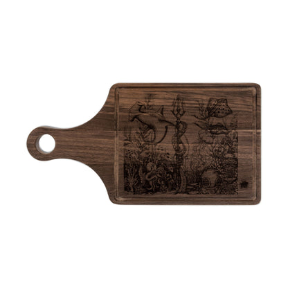 Ocean Underwater Journey Tattoo Engraved Cutting Board — Underwater Journey Wood Paddle & Rectangular