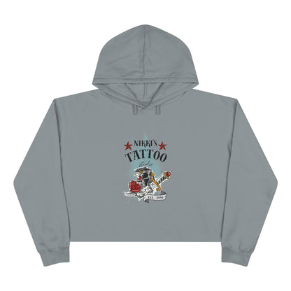 Nikki's Tattoo Studio Collection - Panther Dagger Rose - Crop Hoodie Sweatshirt