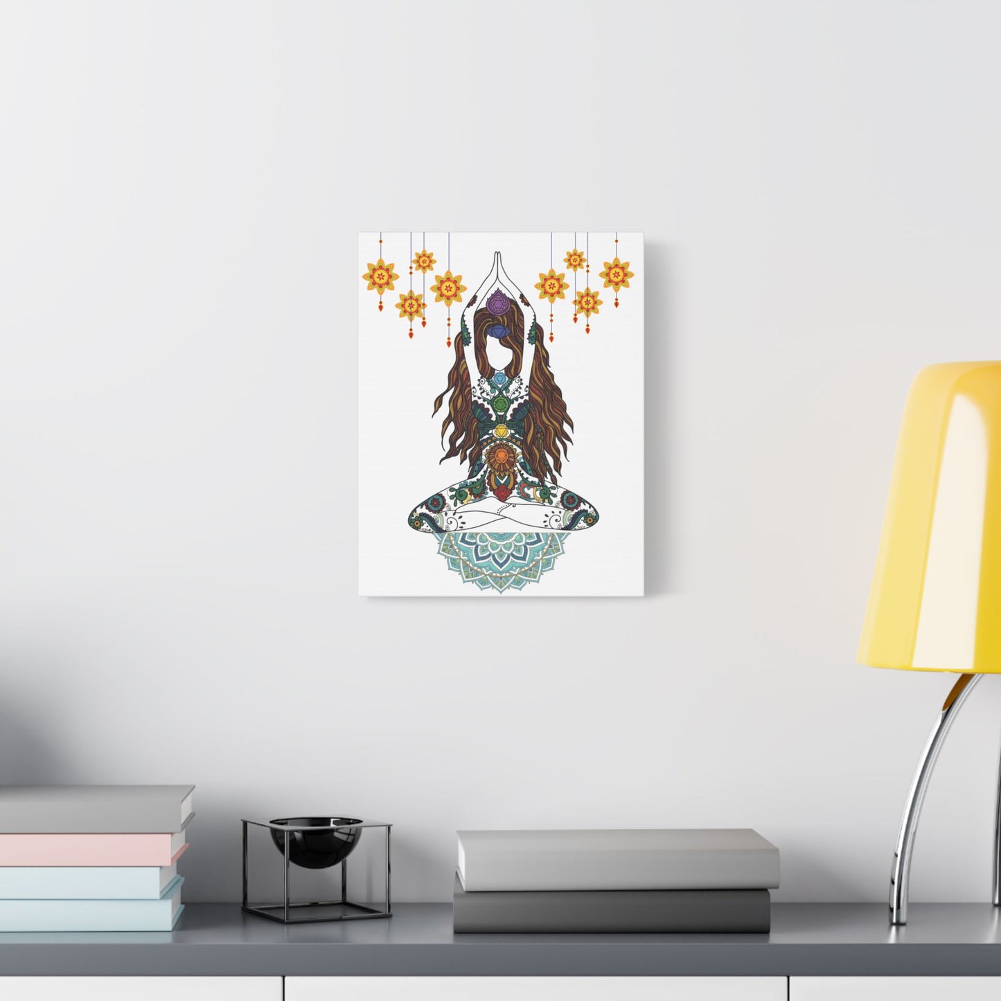 Yoga Goddess Meditation Lotus Mandala -- Satin Canvas Wall Art — 11x14 Meditation Print