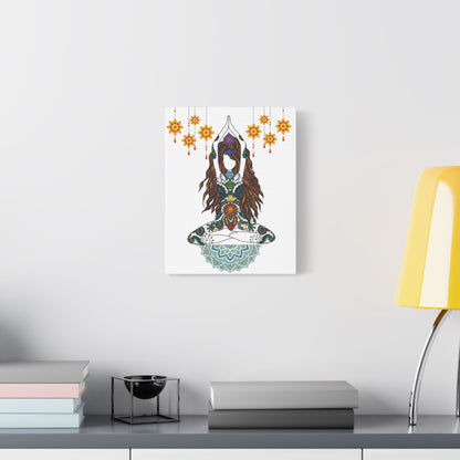 Yoga Goddess Meditation Lotus Mandala -- Satin Canvas Wall Art — 11x14 Meditation Print