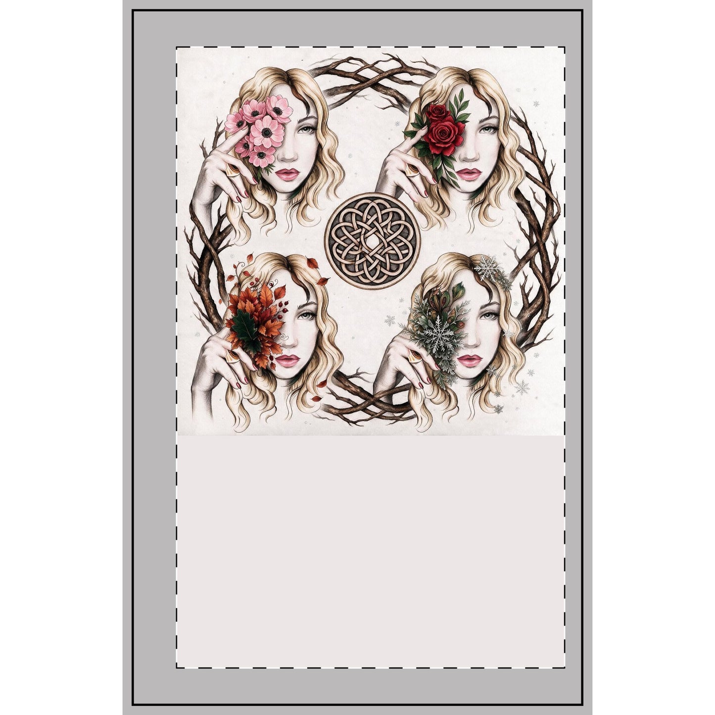 4 Seasons Celtic Ladies Personalizable Spiral Notebook — Dotted Journal for Artists & Writers