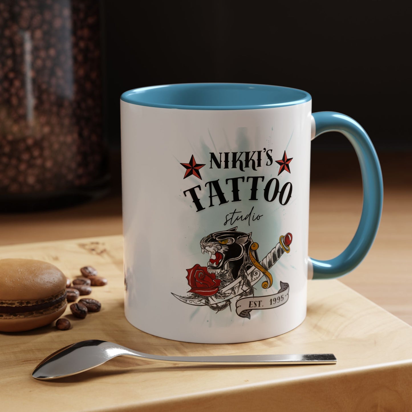 Nikki's Tattoo Studio Collection - Panther Dagger Rose - Ceramic Mug