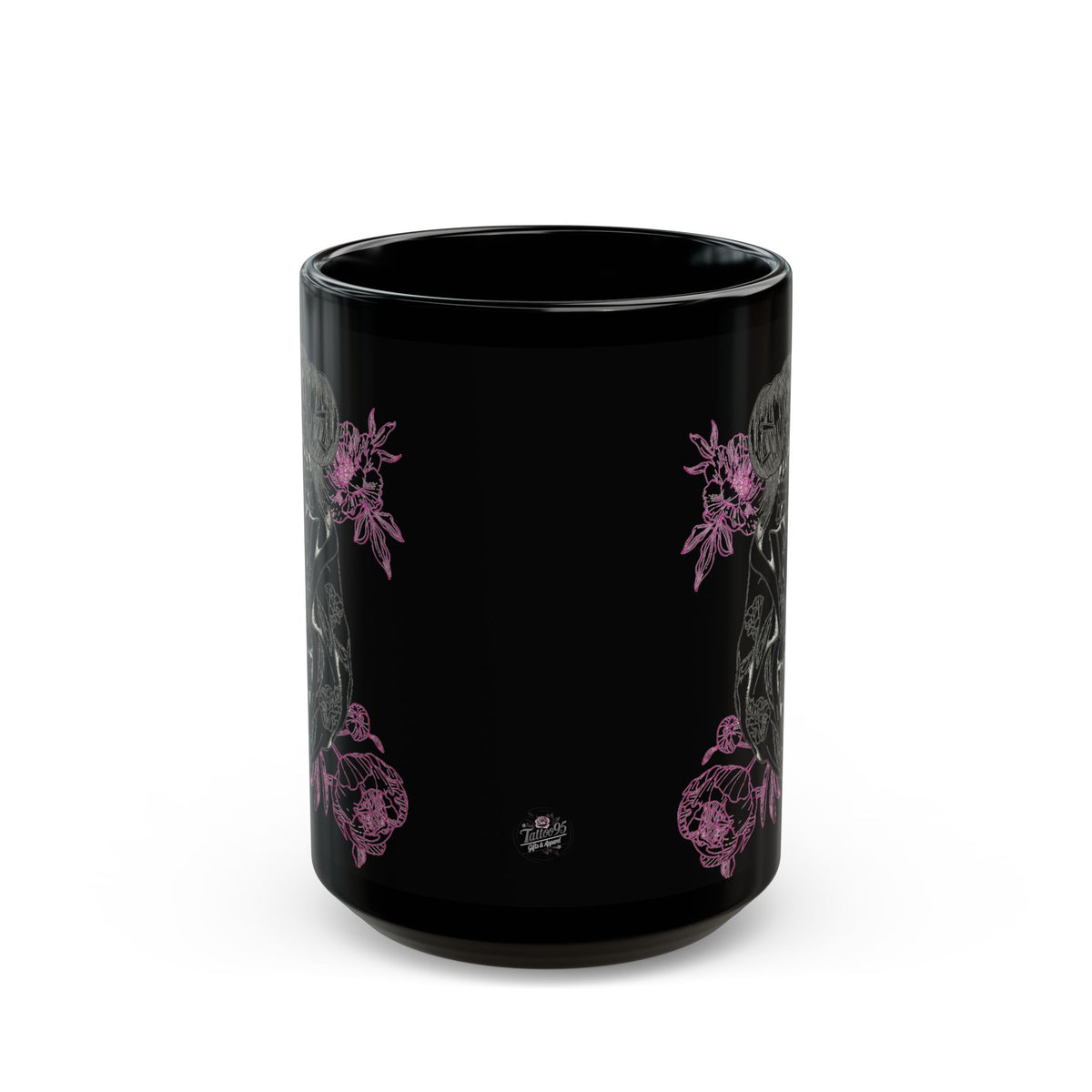 Flowing Geisha Tattoo - Coffee Mug — 11oz & 15oz - Black Background