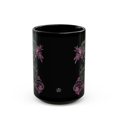 Flowing Geisha Tattoo - Coffee Mug — 11oz & 15oz - Black Background