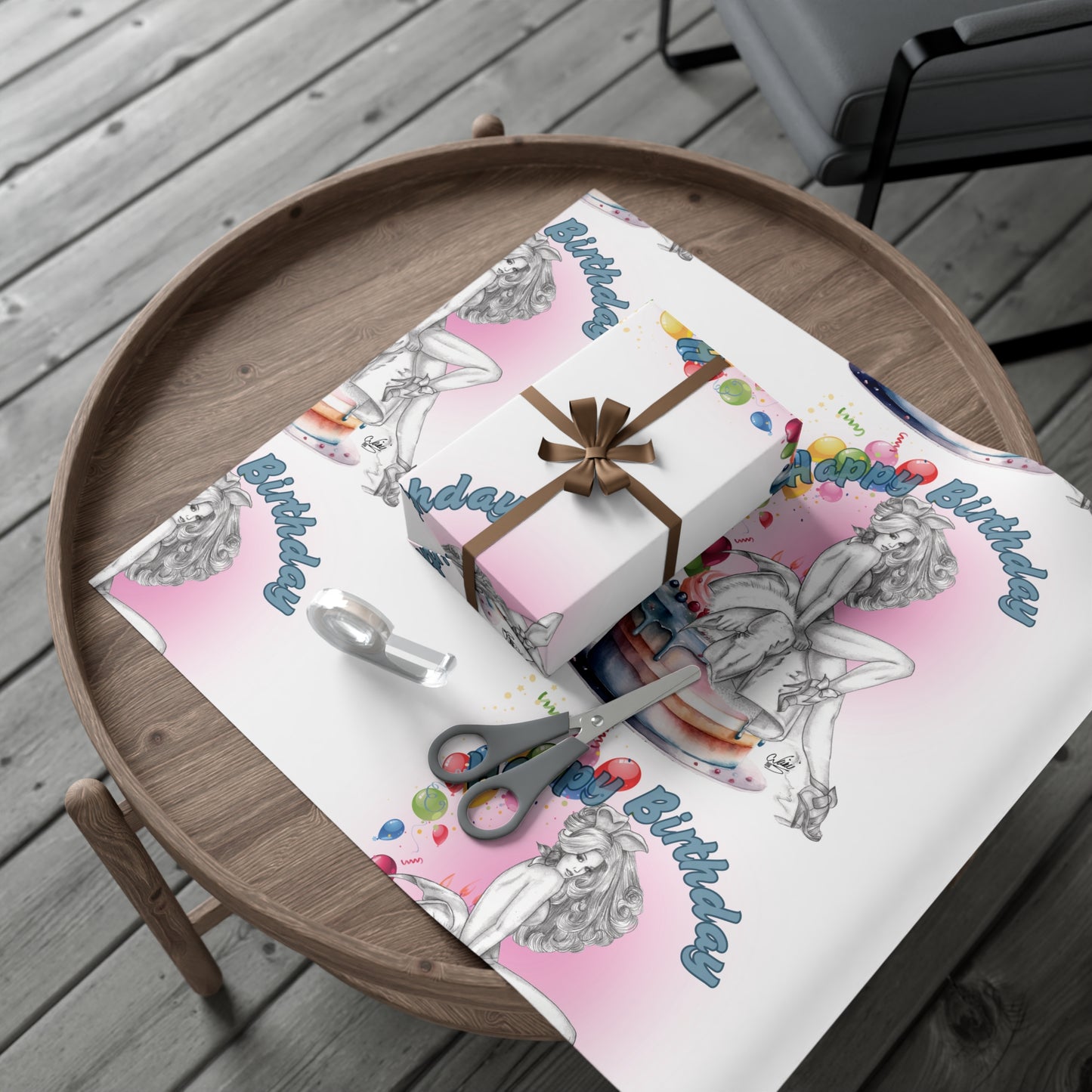 Pretty Bunny Vintage Artwork - BIRTHDAY Wrapping Paper - Eco Friendly Gift Wrap