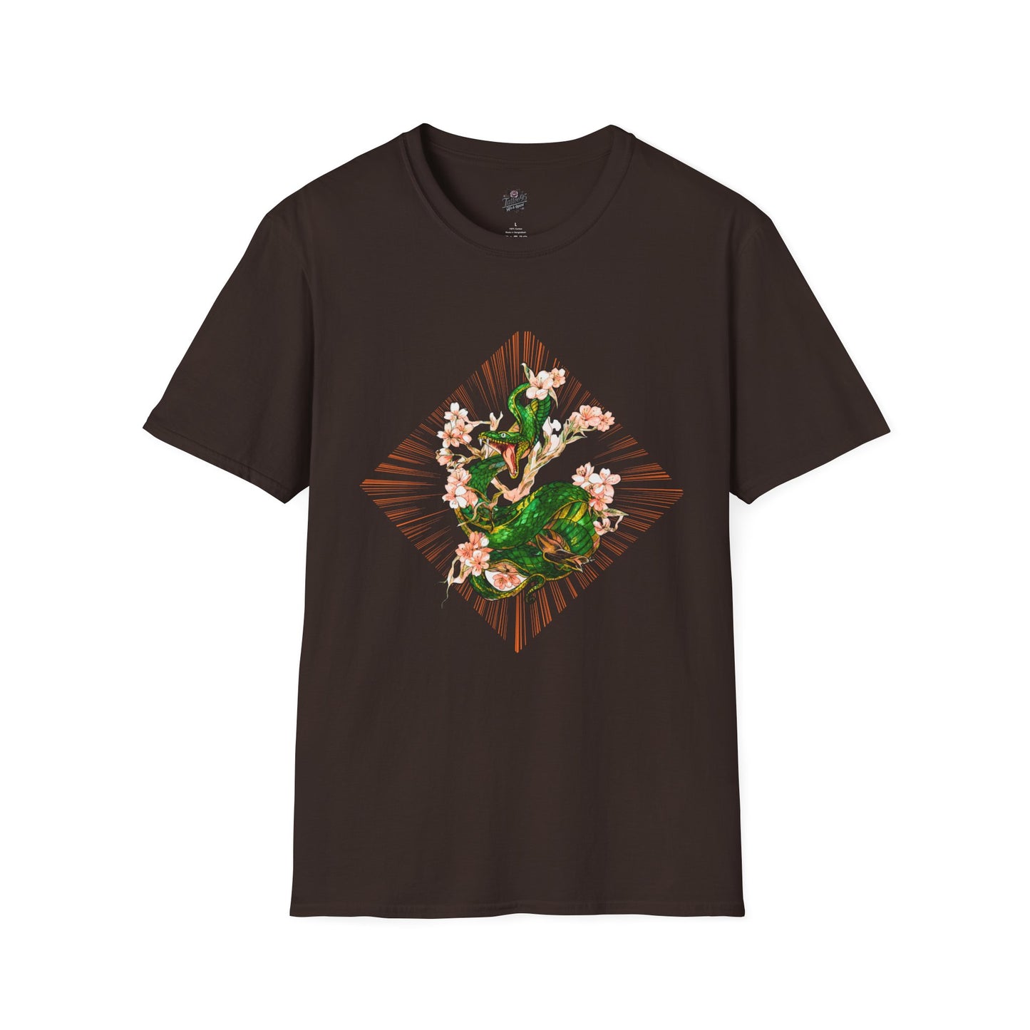 Snake and Cherry Blossoms - Unisex Softstyle T-Shirt