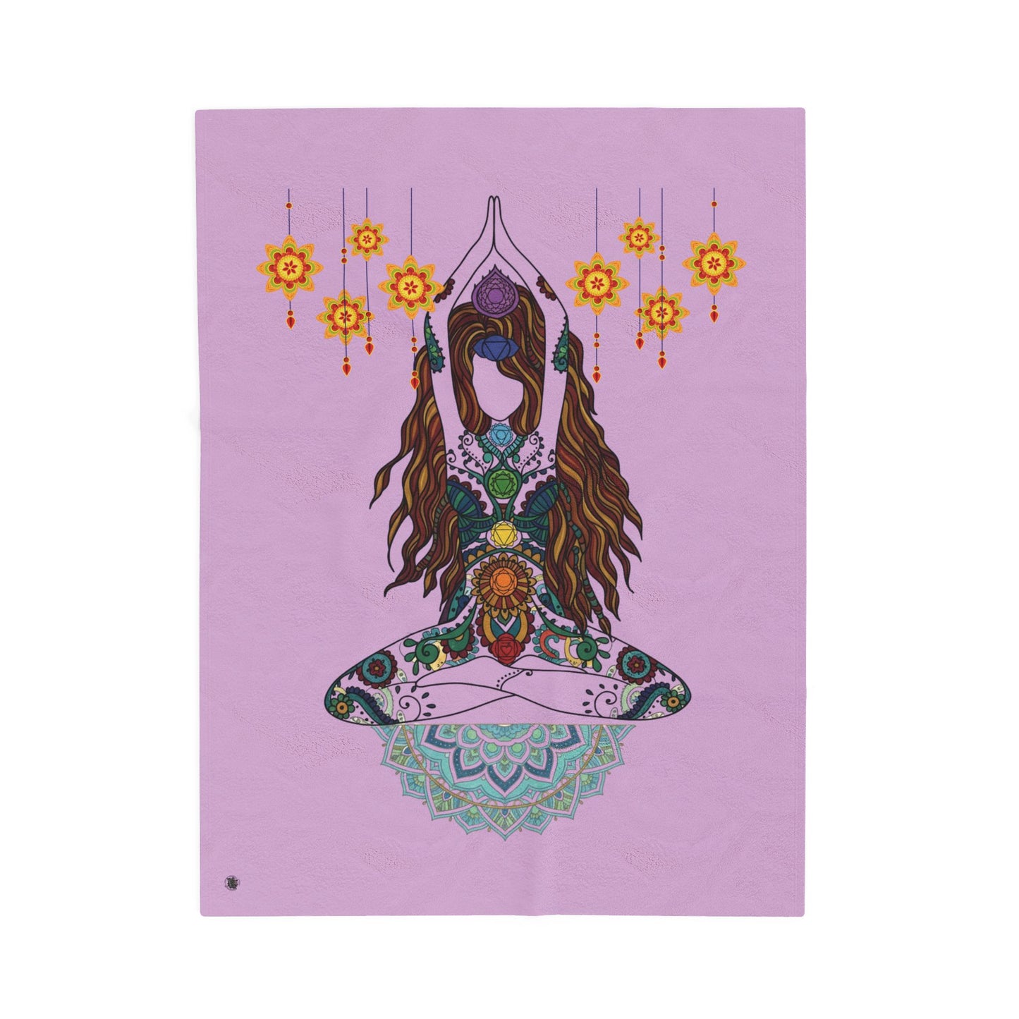 Yoga Goddess Meditation Lotus Mandala - Blanket - Sofa Sizes - Velveteen Plush Blanket