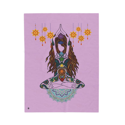 Yoga Goddess Meditation Lotus Mandala - Blanket - Sofa Sizes - Velveteen Plush Blanket
