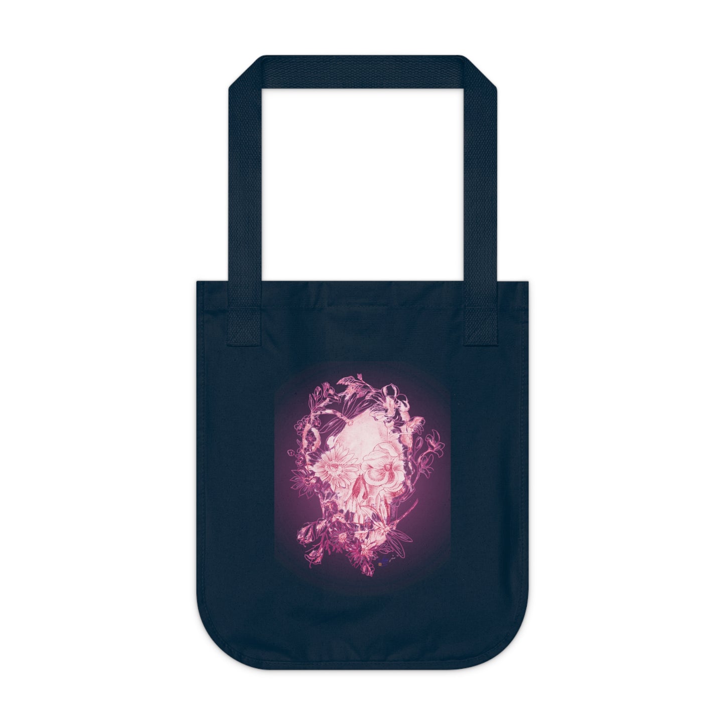 Floral Skull and Dragonfly Tattoo Art (Pink) - Organic Canvas Tote Bag — Pink Tattoo Artwork