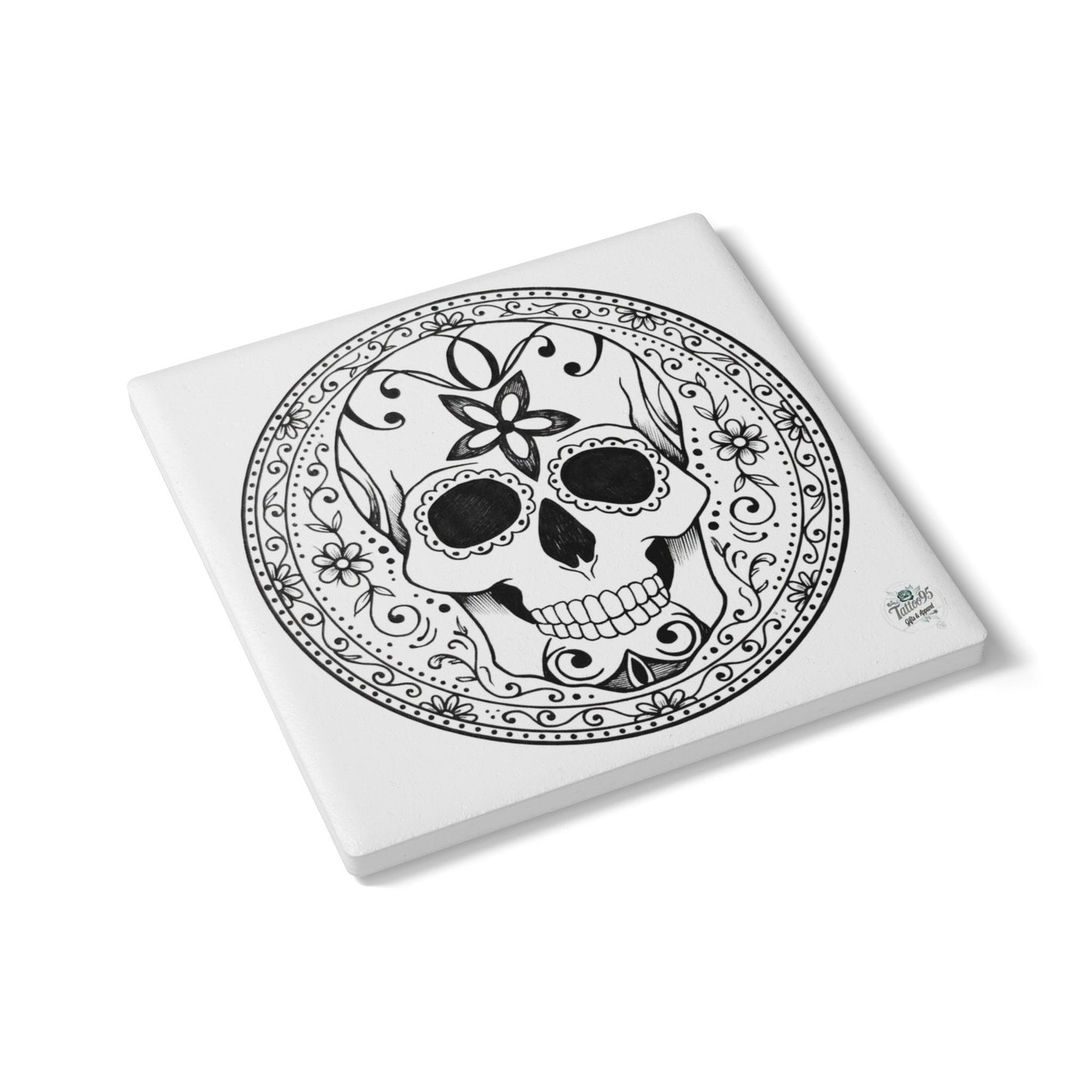 Sugar Skull - Ceramic Coaster — Day of the Dead Decorative Drink Coaster