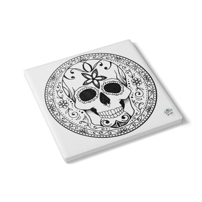 Sugar Skull - Ceramic Coaster — Day of the Dead Decorative Drink Coaster